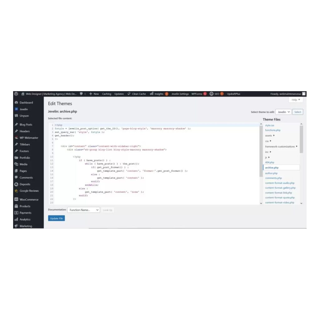 website theme update