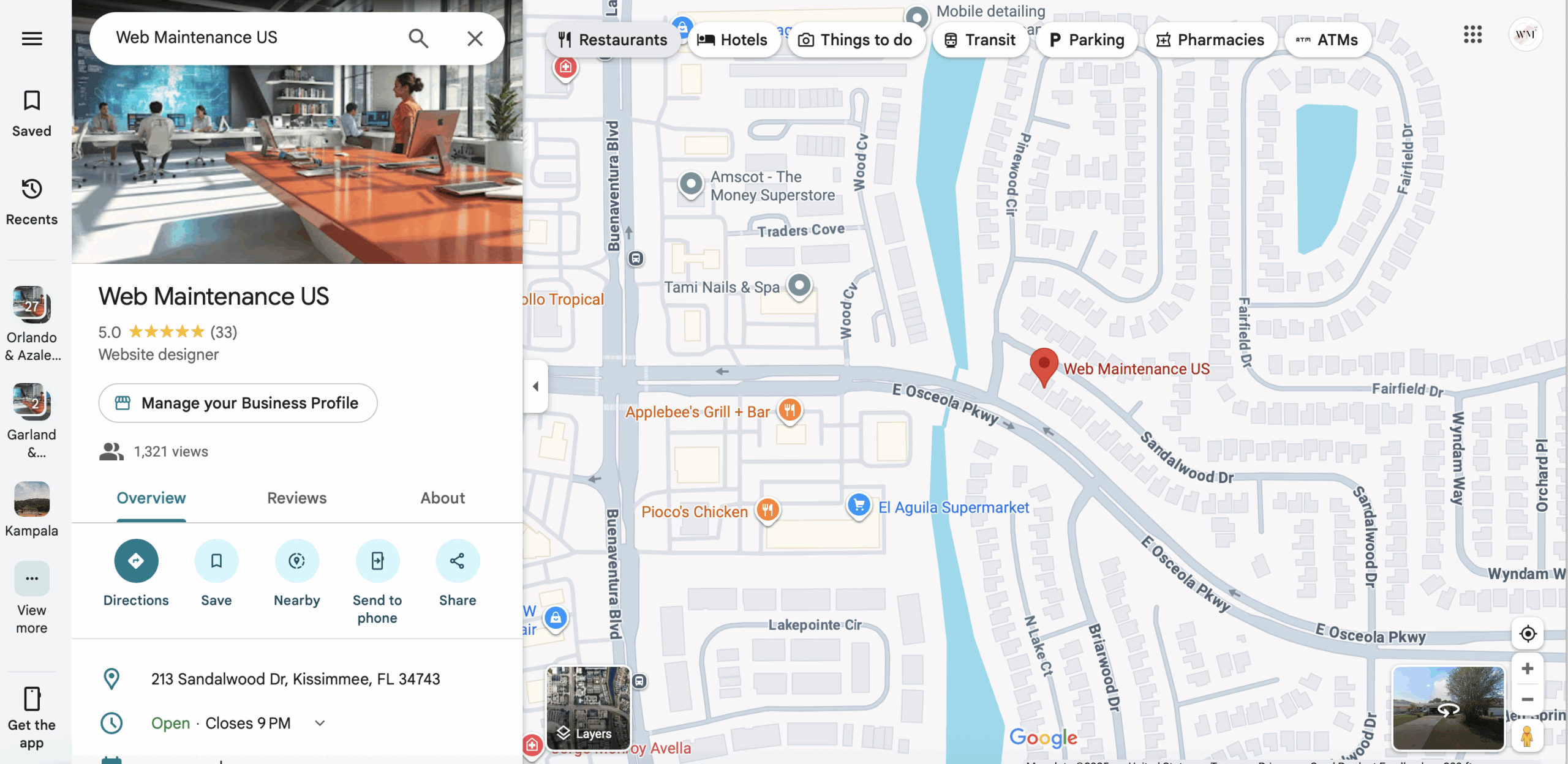 Web Maintenance US Google Maps Kissimme