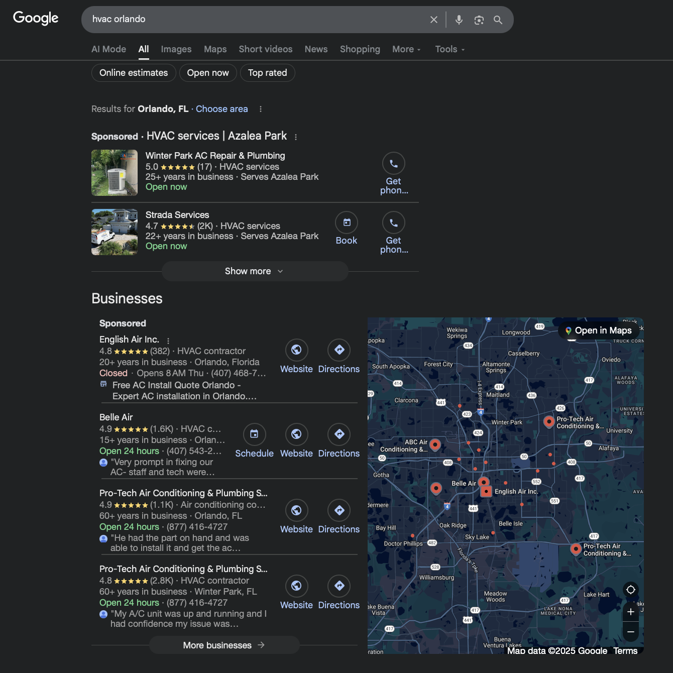 google search hvac orlando