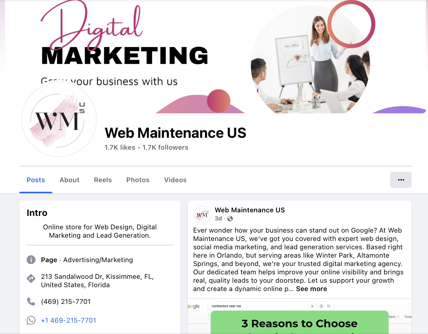 facebook page marketing services
