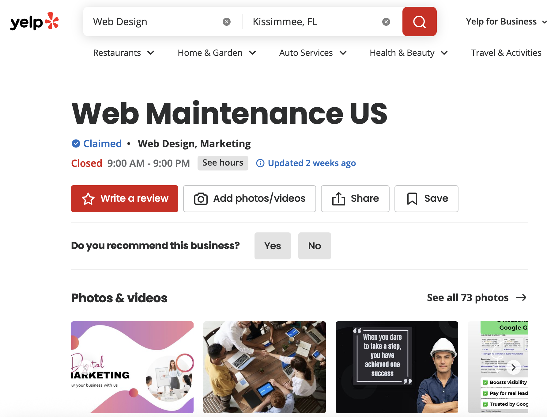 yelp marketing services