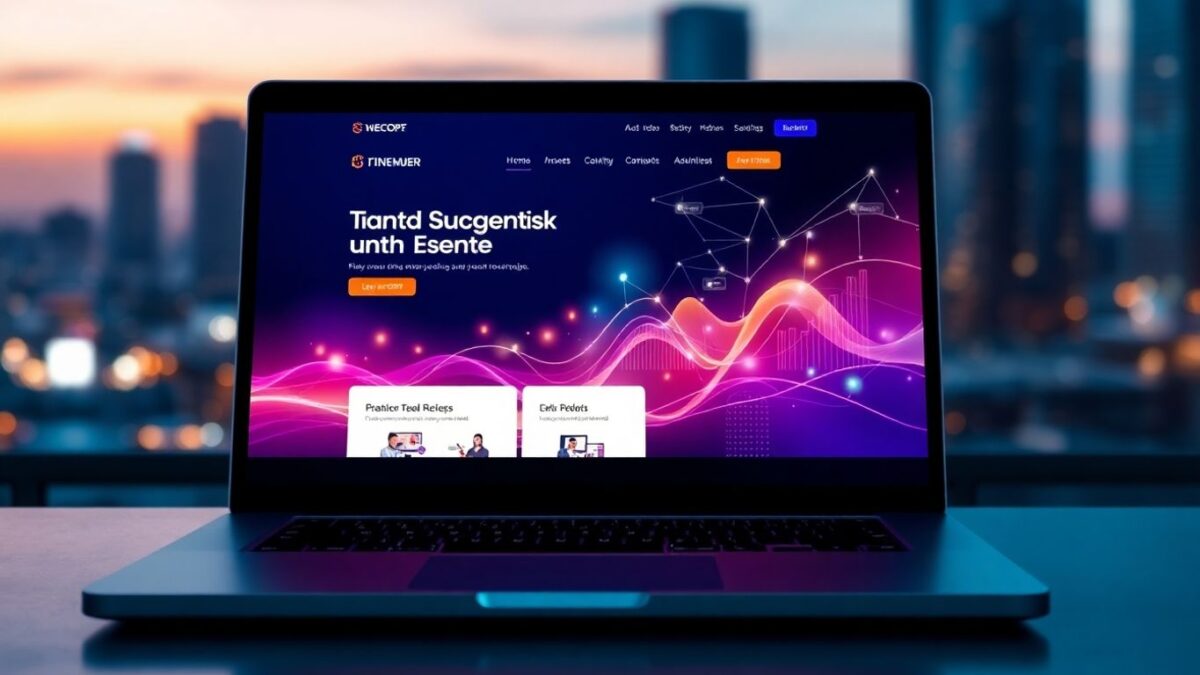 Modern website design on a laptop screen