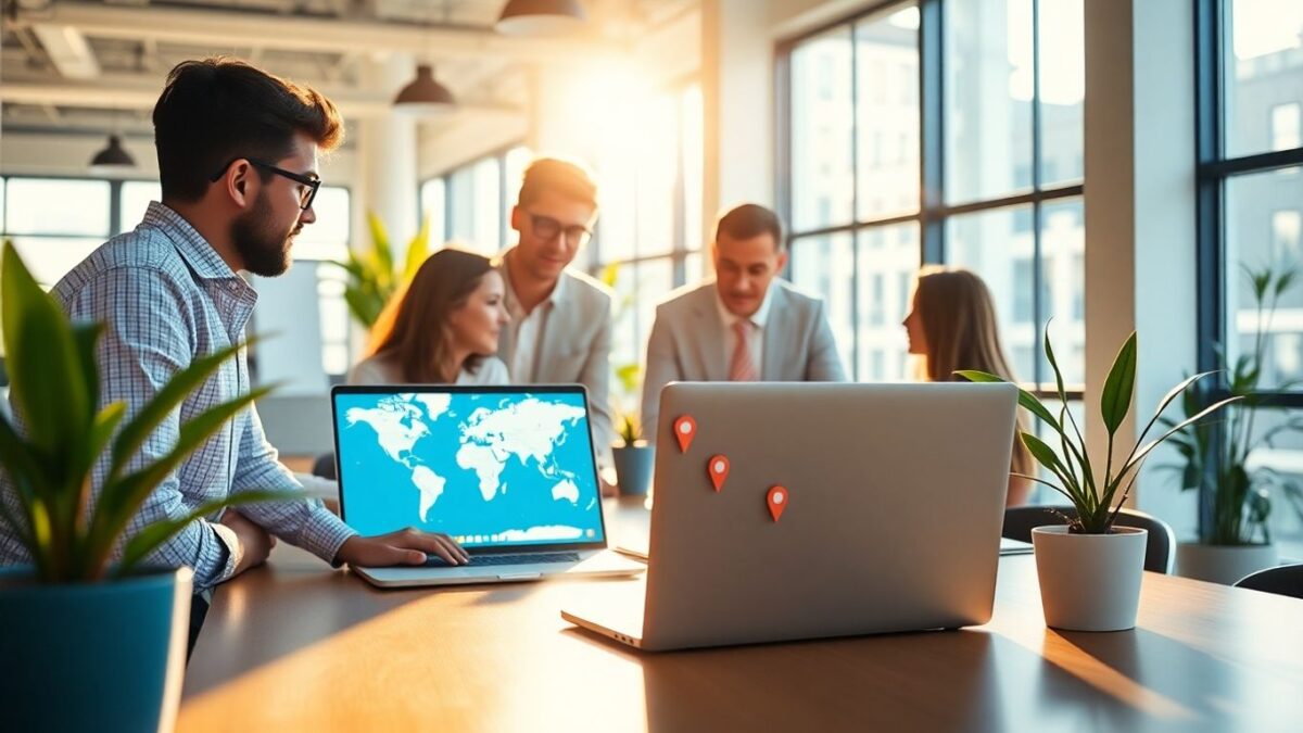 Local SEO management team working in office