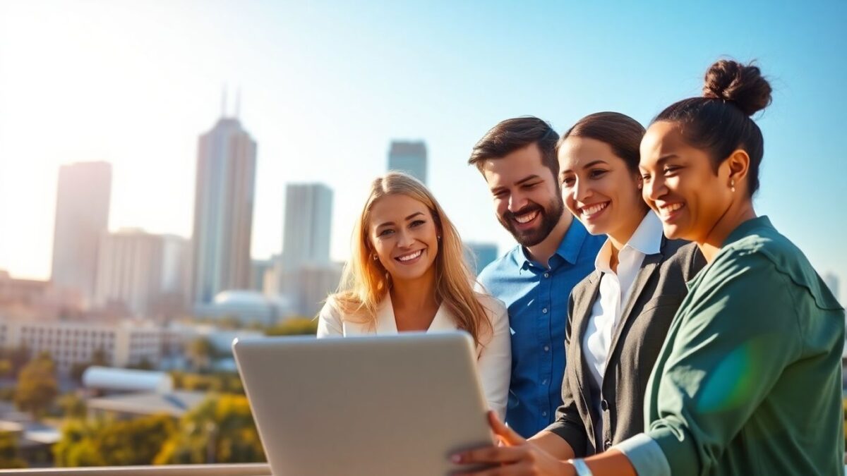Orlando skyline with professionals working on Google Business.