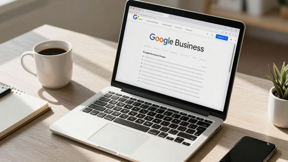 Clean Google Business Profile listing on a laptop screen.