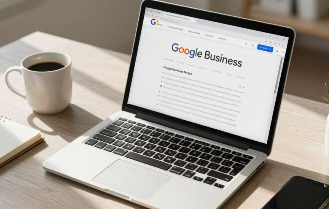 Clean Google Business Profile listing on a laptop screen.