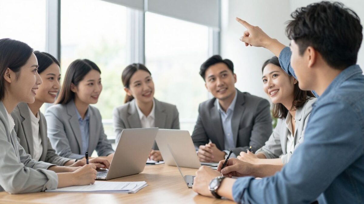 Business professionals collaborating for growth.