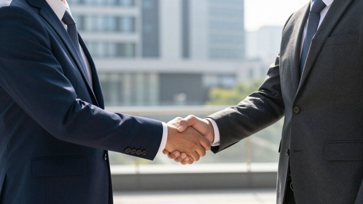 Handshake symbolizing a successful business acquisition.