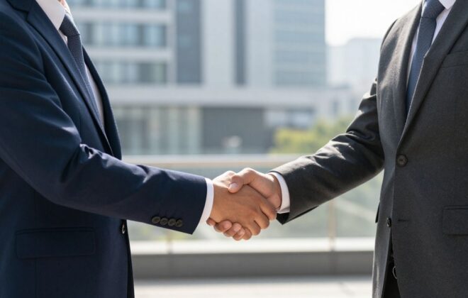 Handshake symbolizing a successful business acquisition.